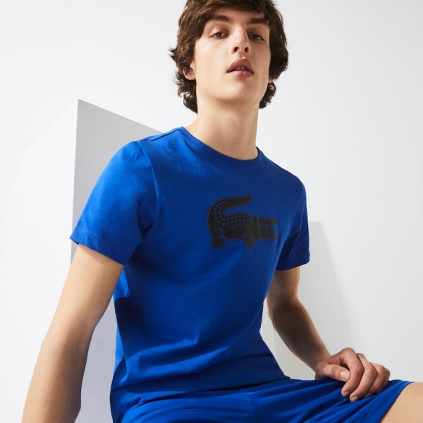 Lacoste SPORT 3D Print Crocodile Breathable Jersey T-shirt - Tričko Pánské Blankyt / Černé | CZ-Ngca